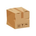 Damaged crate boxes 3d, broken cardboard box brown, flat style cardboard parcel boxes, packaging cargo, isometric boxes brown