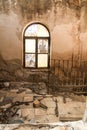 Damaged crypt in La Union village cemetery in Spain