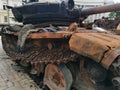 Damaged, destroyed and burnt military equipment as a result of the war in Ukraine