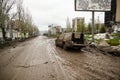 Damaged and destroyed civilian houses in Bakhmut