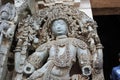 Damaged or Destroyed Sculpture of Dvarapala door or gate guardian at the entrance of Hoysaleswara Temple