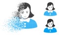 Damaged Dotted Halftone Woman Icon with Face