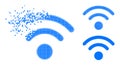 Damaged Dotted Wi-Fi Source Glyph with Halftone Version