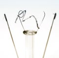 Damaged filament of lamp closeup Royalty Free Stock Photo