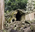 Damaged gallery at Ta Nei, Siem Reap, Cambodia