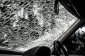 Damaged glass (car windshield) inside car Royalty Free Stock Photo