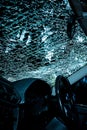 Damaged glass (car windshield) inside car Royalty Free Stock Photo