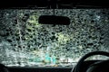 Damaged glass (car windshield) inside car Royalty Free Stock Photo