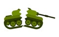 damaged green color tank flat style. vector image