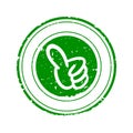 Damaged Green round seal with his thumb up - vector