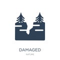 damaged icon in trendy design style. damaged icon isolated on white background. damaged vector icon simple and modern flat symbol