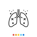 Damaged or infected lung icon, Vector