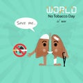 Damaged Lung cartoon character and Stop Smoking vector design .C Royalty Free Stock Photo
