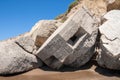 Damaged old bunker on Kalamaki beach Royalty Free Stock Photo