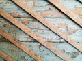 Damaged old grunge wood blue wall with peeling paint texture Royalty Free Stock Photo