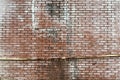 Damaged red brick wall abandoned warehouse alley