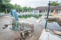 Damaged old swimming pool Royalty Free Stock Photo