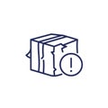 damaged package line icon with broken box Royalty Free Stock Photo