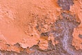 Damaged Painted Orange Brown Old Wall Background Texture. Royalty Free Stock Photo