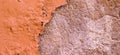 Damaged Painted Orange Brown Old Wall Banner Background Texture. Royalty Free Stock Photo