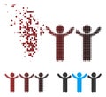 Damaged Pixel Halftone Child Hands Up Roundelay Icon