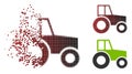 Damaged Pixel Halftone Wheeled Tractor Icon