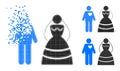 Damaged Pixel Marriage Persons Icon with Halftone Version