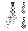 Damaged Pixelated Checkered Tie Icon with Halftone Version