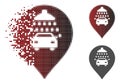 Damaged Pixelated Halftone Car Shower Marker Icon