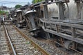 Damaged property after train derailed in Thailand