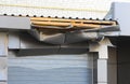 Damaged ramp for loading. loading docks. damaged roof. damaged roller shutters or roller door Royalty Free Stock Photo