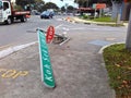 Damaged road sign