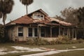 Damaged roof in florida home