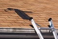 Damaged Roof Shingles Repair Royalty Free Stock Photo