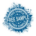 Damaged round stamp with the words - free sample -
