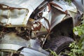 Damaged rusty car after crash. Royalty Free Stock Photo
