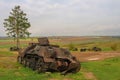 A damaged rusty tank of the Second World War model