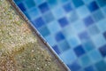 Damaged sandstone swimming pool edge by acid water from chemical Royalty Free Stock Photo