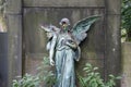 Damaged sculpture of a female angel statue