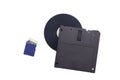 Damaged SD card and floppy disc Royalty Free Stock Photo