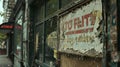 A damaged sign outside a now closed establishment reads Temporarily closed due to recent events.