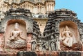 Damaged statues on Vimanam at Virupaksha temple, Hampi, Karnataka, India Royalty Free Stock Photo