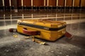 damaged suitcase on conveyor belt, handle broken