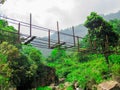 Damaged suspension bridge