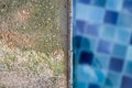 Damaged swimming pool edge by acid pool water Royalty Free Stock Photo