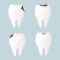 Damaged teeth by caries in different places. Protection of teeth and enamel. Daily oral hygiene. Urgent medical dentistry is neede