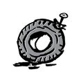 Damaged tire vector sketch Royalty Free Stock Photo