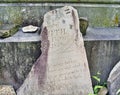 A damaged tombstone in the Franklinton Cemetery