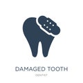 damaged tooth icon in trendy design style. damaged tooth icon isolated on white background. damaged tooth vector icon simple and Royalty Free Stock Photo