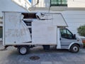 Damaged truck parked on the street